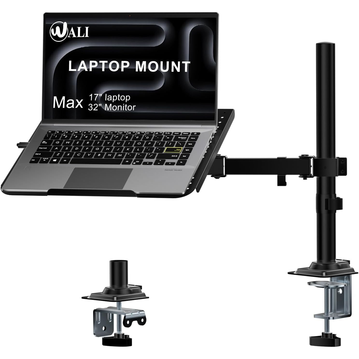 Laptop Desk Mount Adjustable Arm Tray Notebook Holder VESA Black WALI Stand