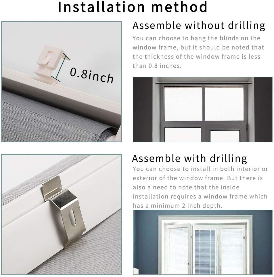 Zebra Roller Blind Day Night Easy Fix 105x150cm Grey Window Blind SMONTER
