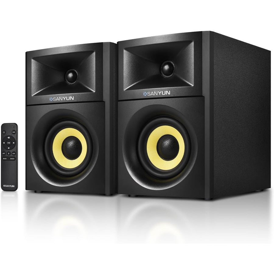 Bookshelf Speakers 4 Inch 2 Way Powered Stereo Audio TV PC Home Sanyun SW205