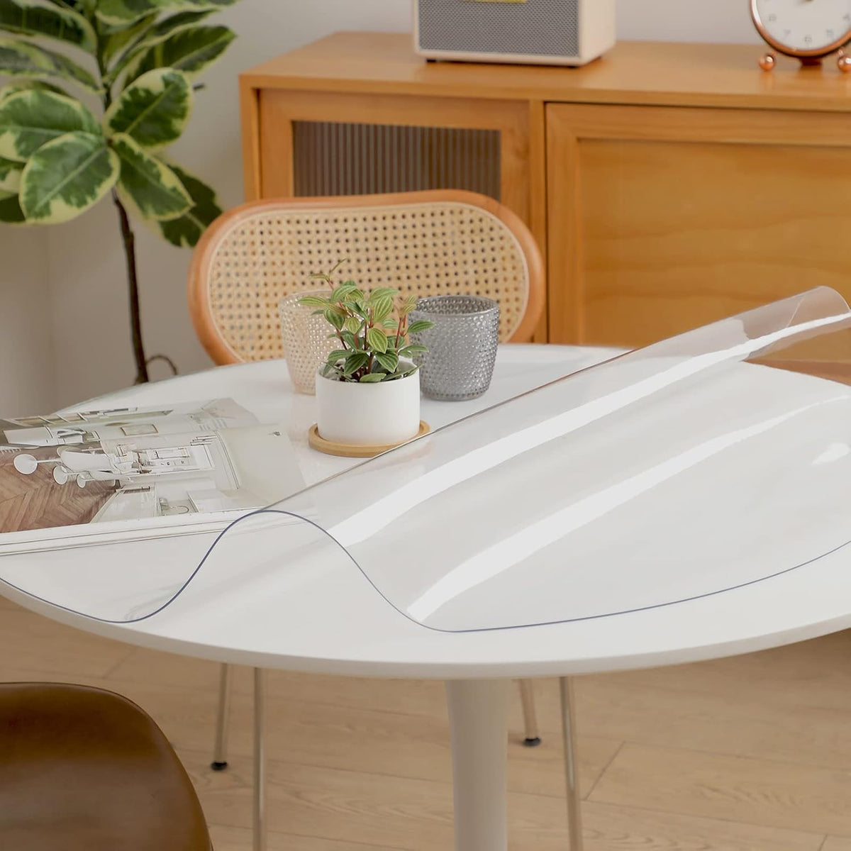 Round PVC Tablecloth 120cm Clear Waterproof 1.5mm Thick Dining Table Protector