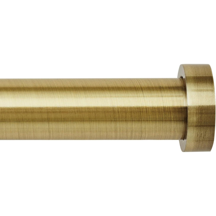 Extendable Curtain Pole 120-210cm 25mm Antique Brass Cap Finials Curtain Rod Set