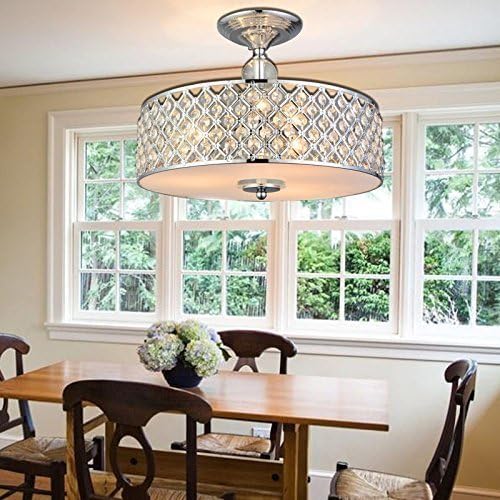 Crystal Ceiling Light 40cm Chrome Modern Chandelier E14 Saint Mossi Living Room