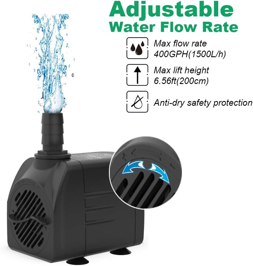 Submersible Water Pump 1500L/H 25W Ultra Quiet Fountain Aquarium Pond Knifel