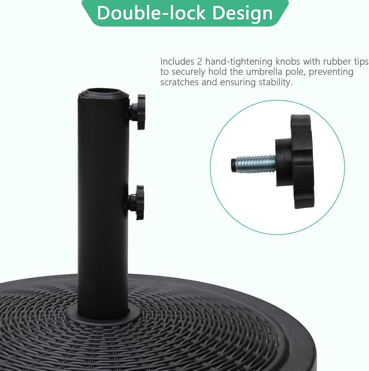 Parasol Base 15kg Round Heavy Duty Concrete Umbrella Stand Black Helios&Hestia
