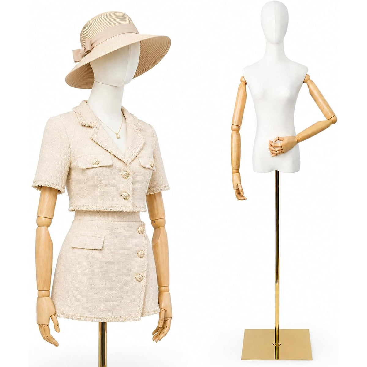 Female Mannequin Torso Dress Form Removable Head Adjustable 152-200cm Display