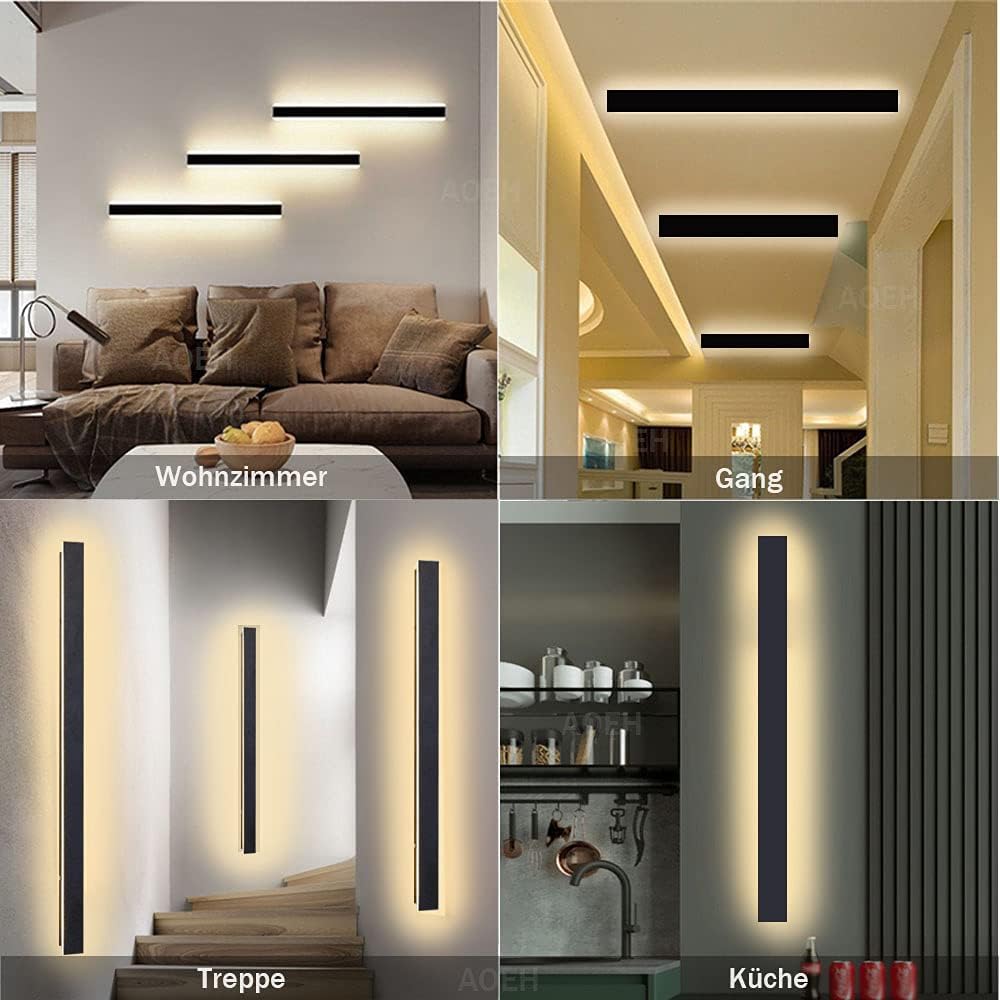 Outdoor Wall Light 60cm LED 20W IP65 Waterproof Black 3000K Garden Wall Sconce