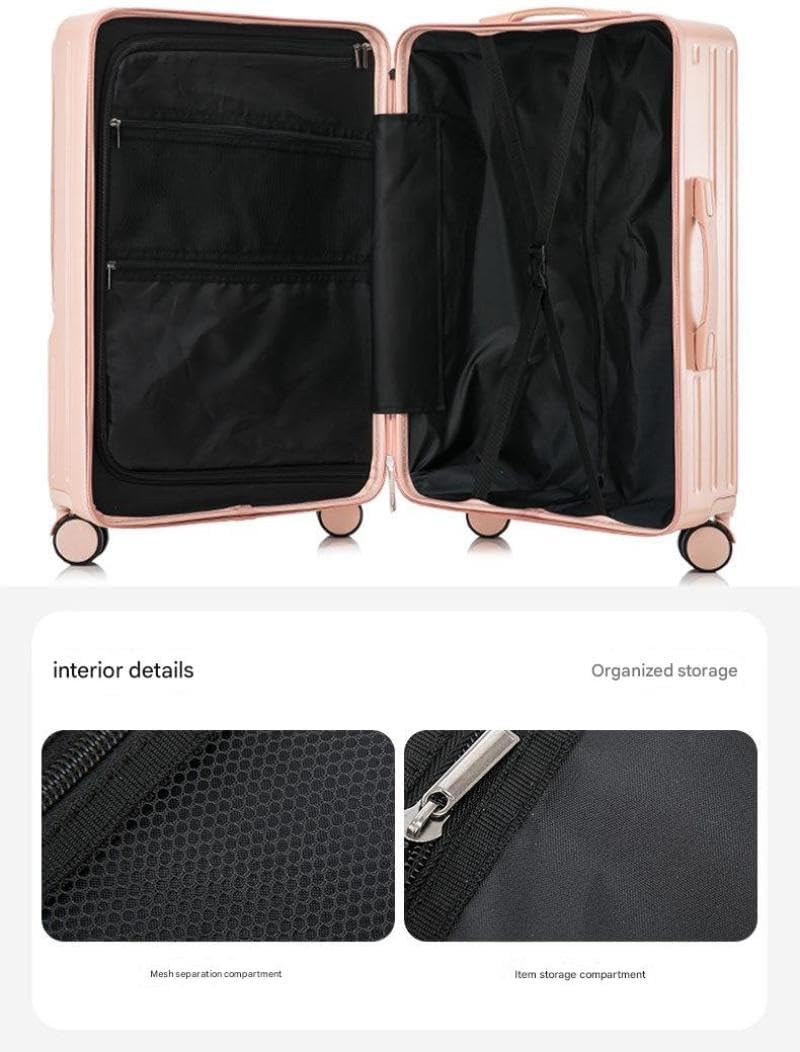 24 Inch Suitcase Lightweight TSA Lock USB Cup Holder Black Simcat Check In Luggage