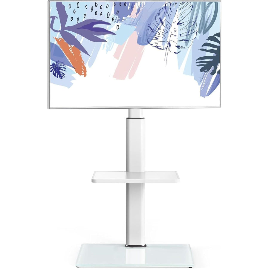 TV Floor Stand 32-60 Inch White Height Adjustable Shelf Universal FITUEYES Mount