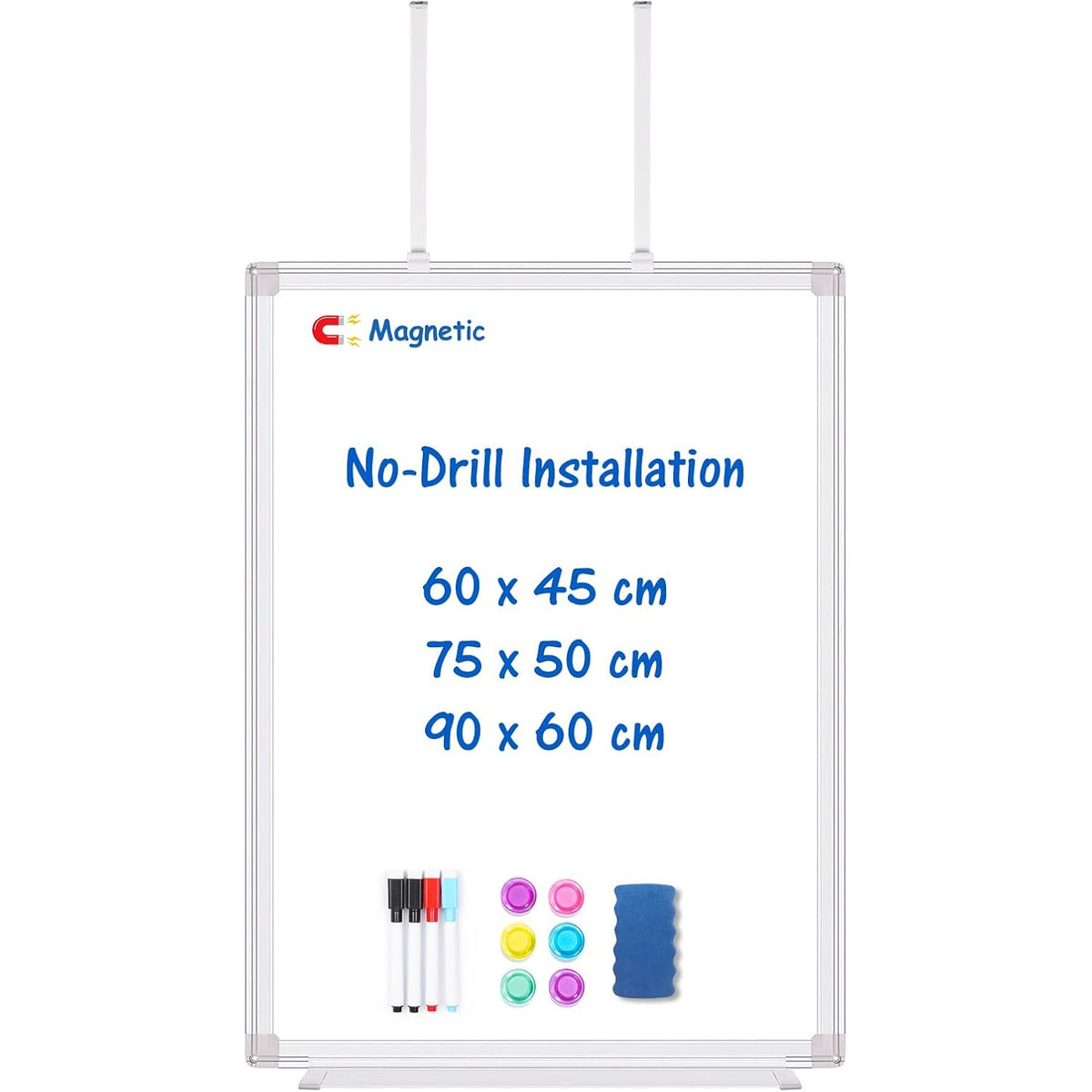 Magnetic Whiteboard 90x60cm Over Door No Drill Dry Erase Board White maxtek Home