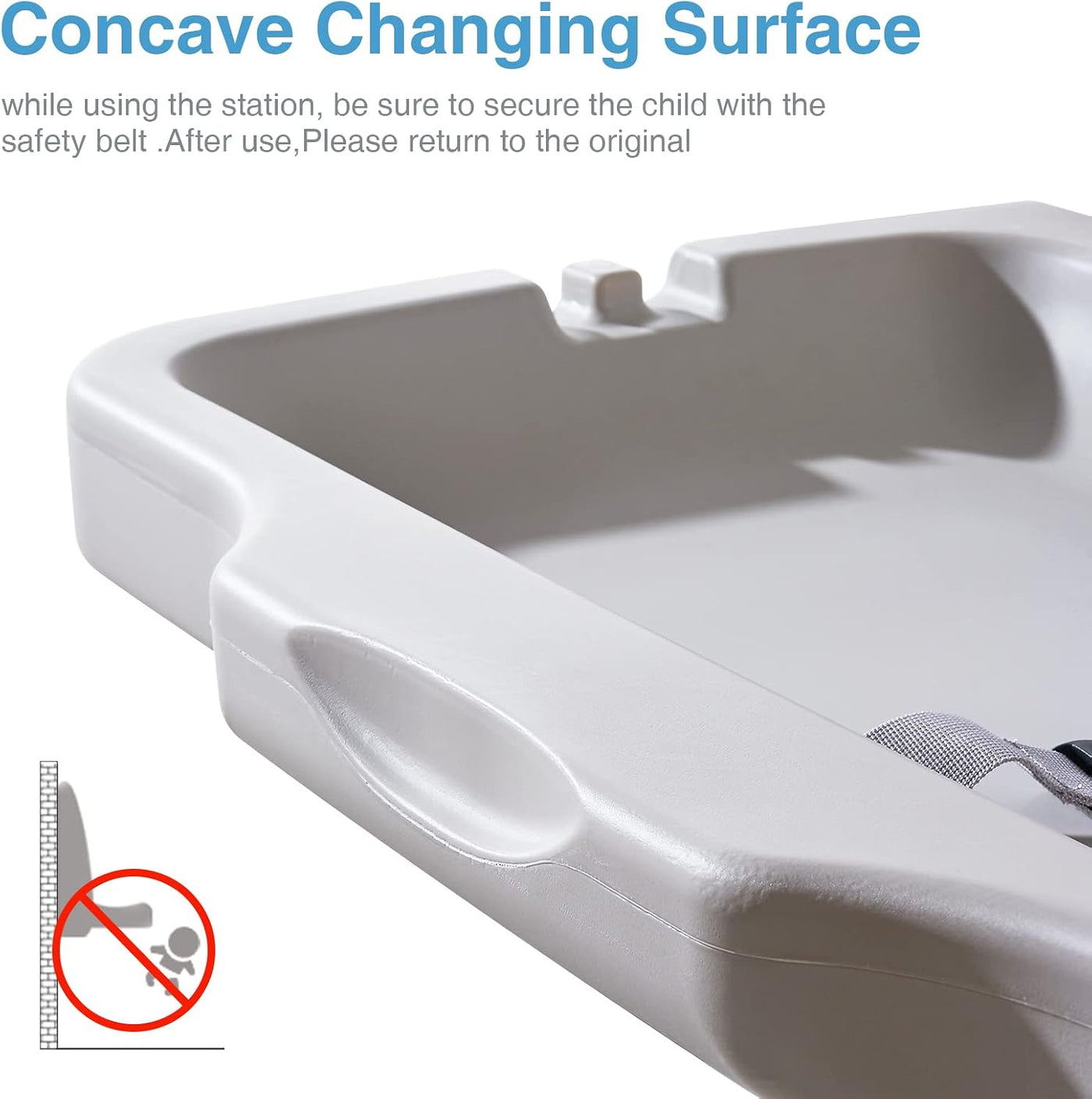 Wall Mounted Baby Changing Station Horizontal Safety Strap Commercial Modunful