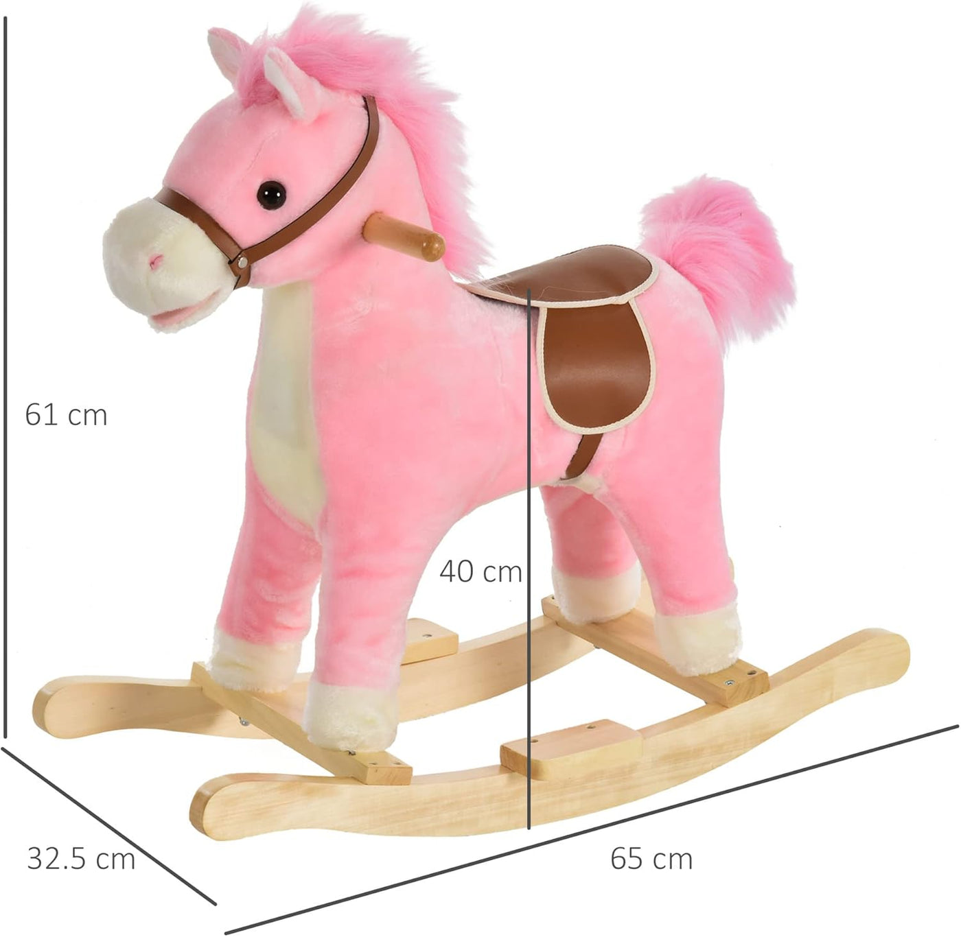 Kids Rocking Horse Plush Ride On Toy Sound Moving Mouth 3-6 years HOMCOM