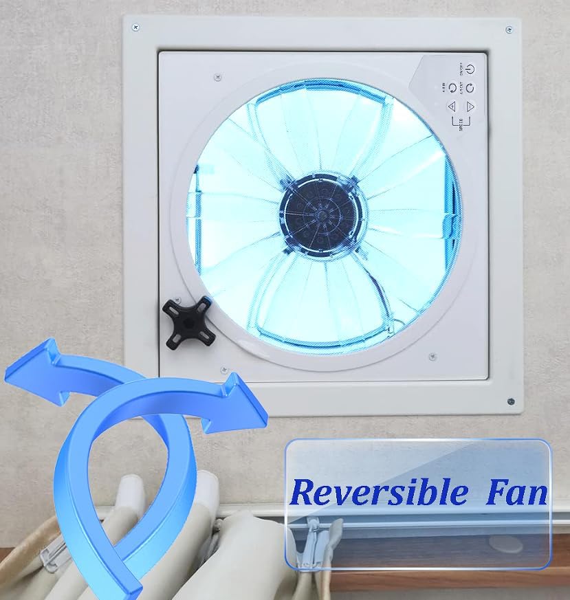 Caravan Roof Vent Fan 40x40cm Rain Sensor 10 Speed Remote Ventilation