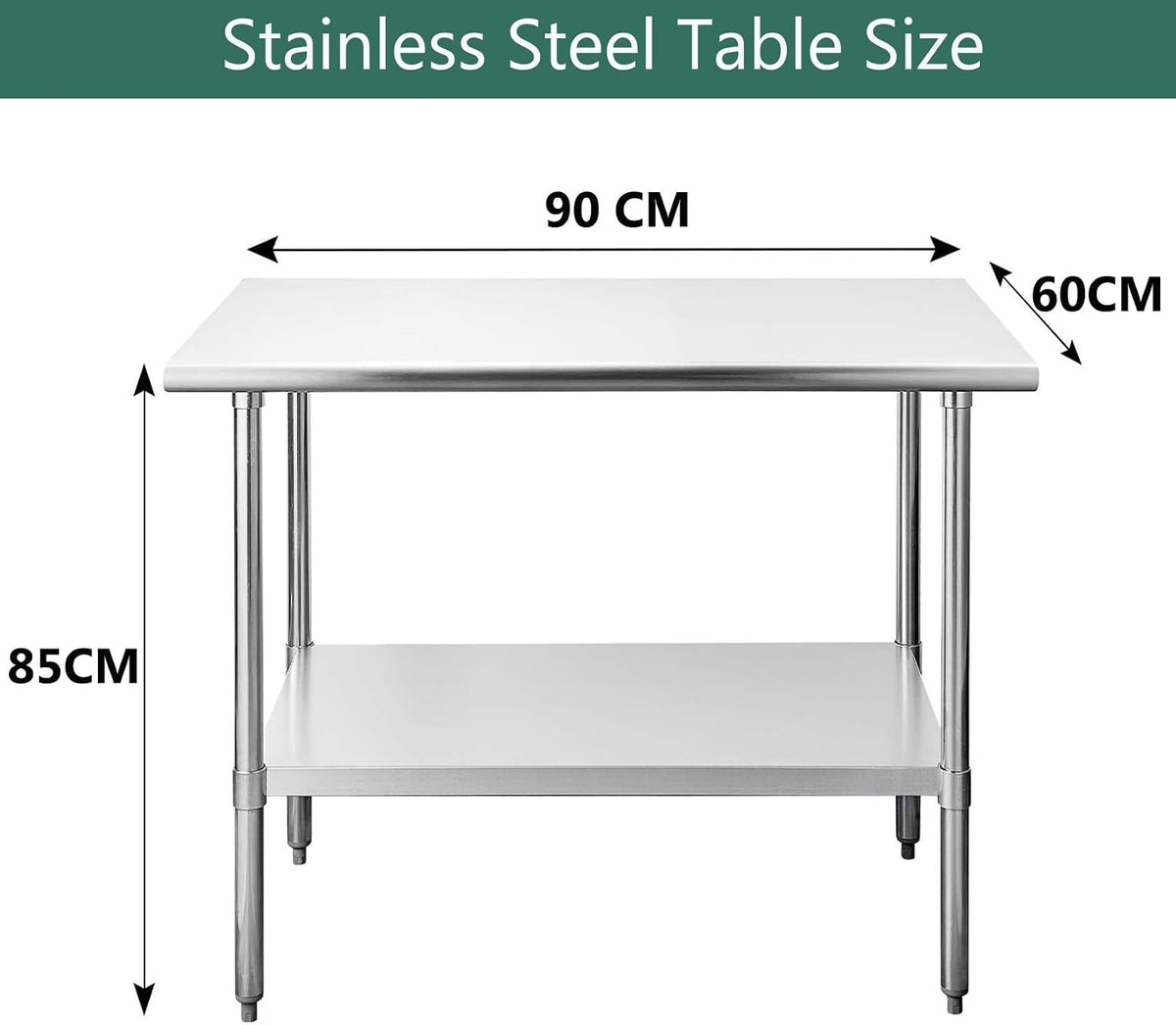 Stainless Steel Work Table 90x60x85cm 250kg Commercial Kitchen Prep Nisorpa