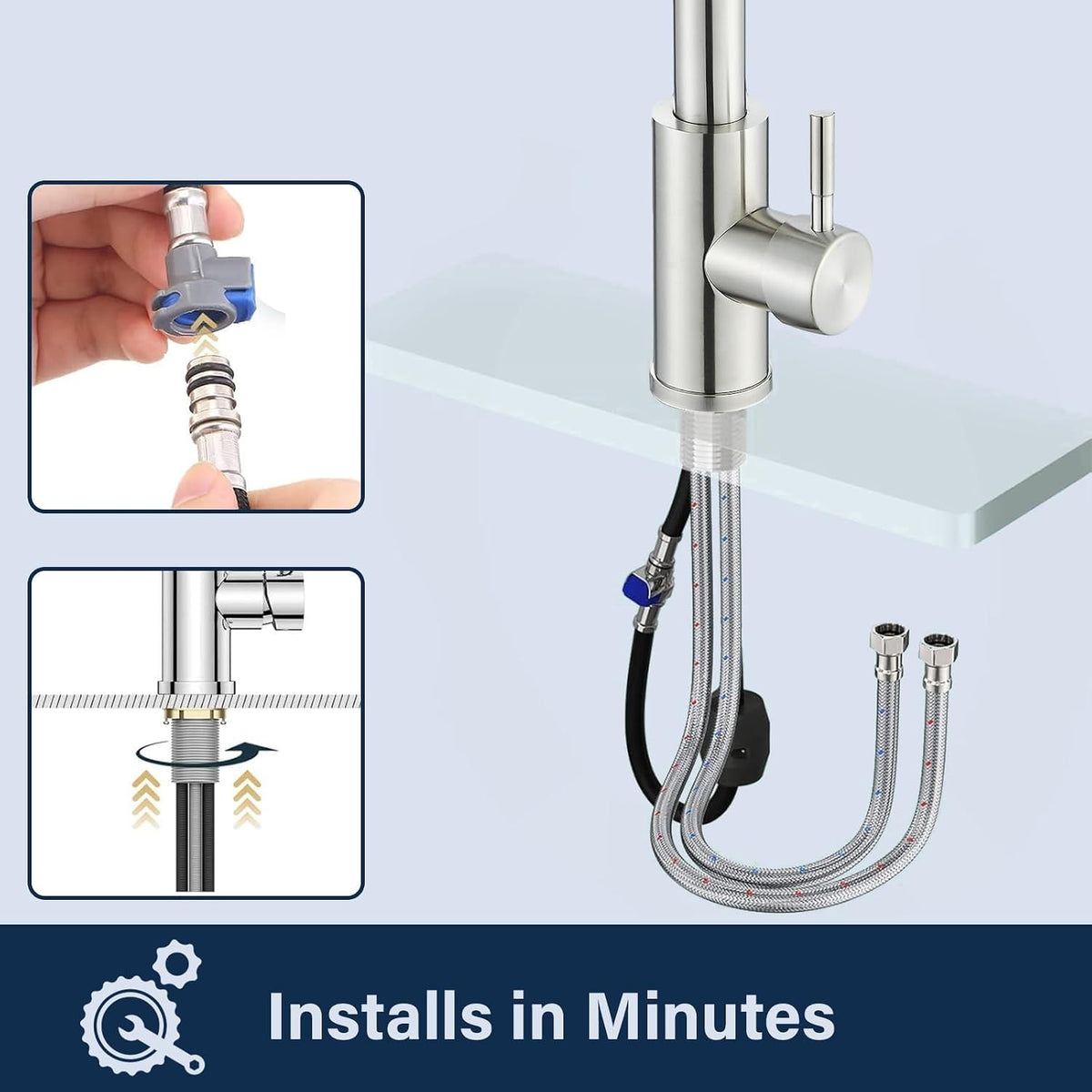 Kitchen Mixer Tap Pull Out Spray 3 Modes 360 Swivel Chrome Sink Faucet Single