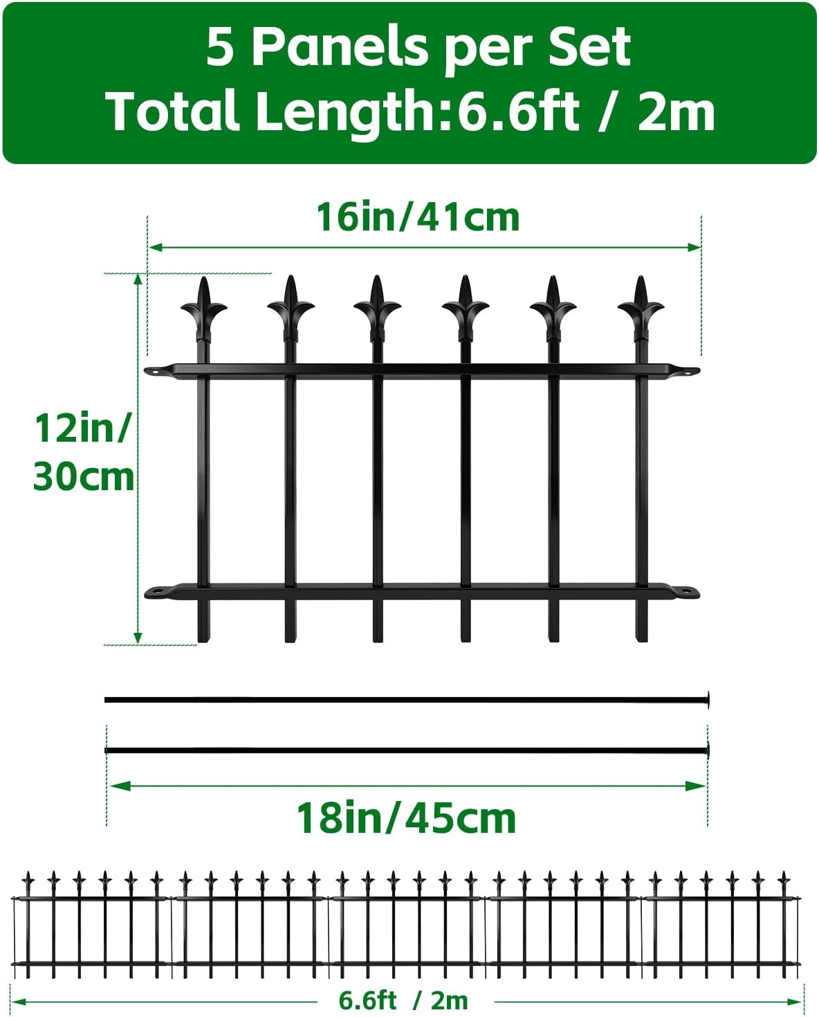 Garden Fence Border 30cm 5 Pack 2m Decorative Landscape Edging ARIFARO Panels