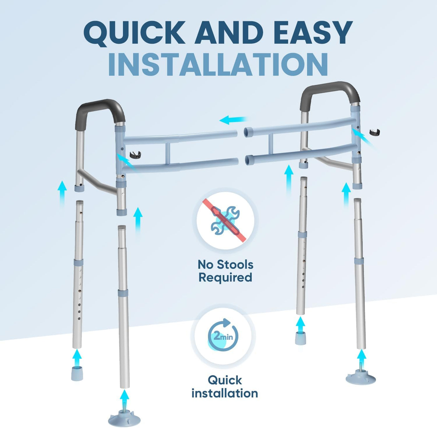 Toilet Safety Rail Stand Alone Heavy Duty Medical Support Frame OasisSpace