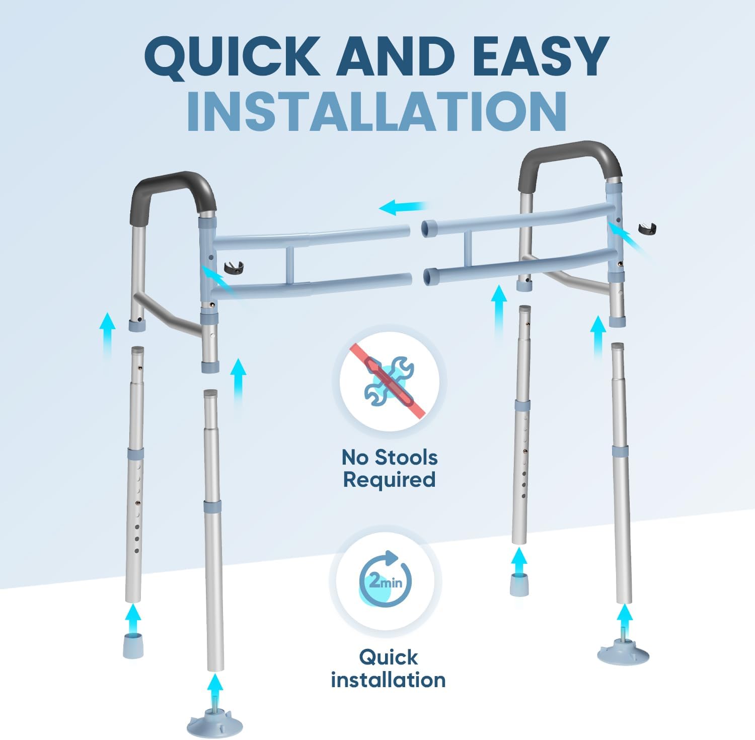 Toilet Safety Rail Stand Alone Heavy Duty Medical Support Frame OasisSpace