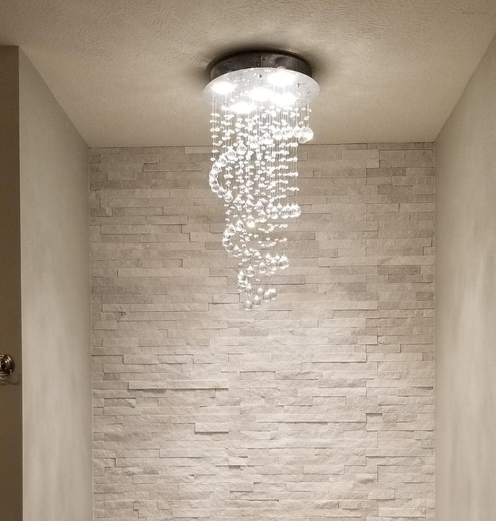 Crystal Chandelier 40x90cm K9 Raindrop Spiral Chrome Ceiling Pendant Light