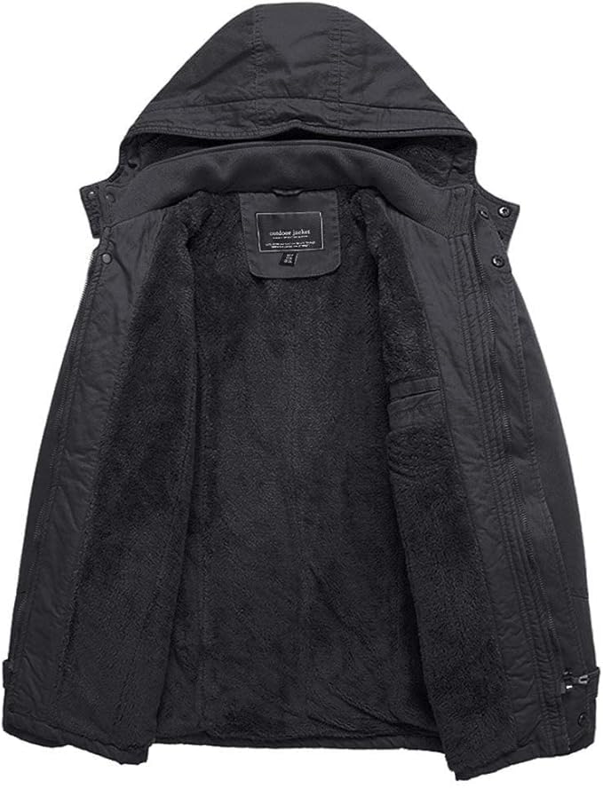 Black hooded jacket on a white background