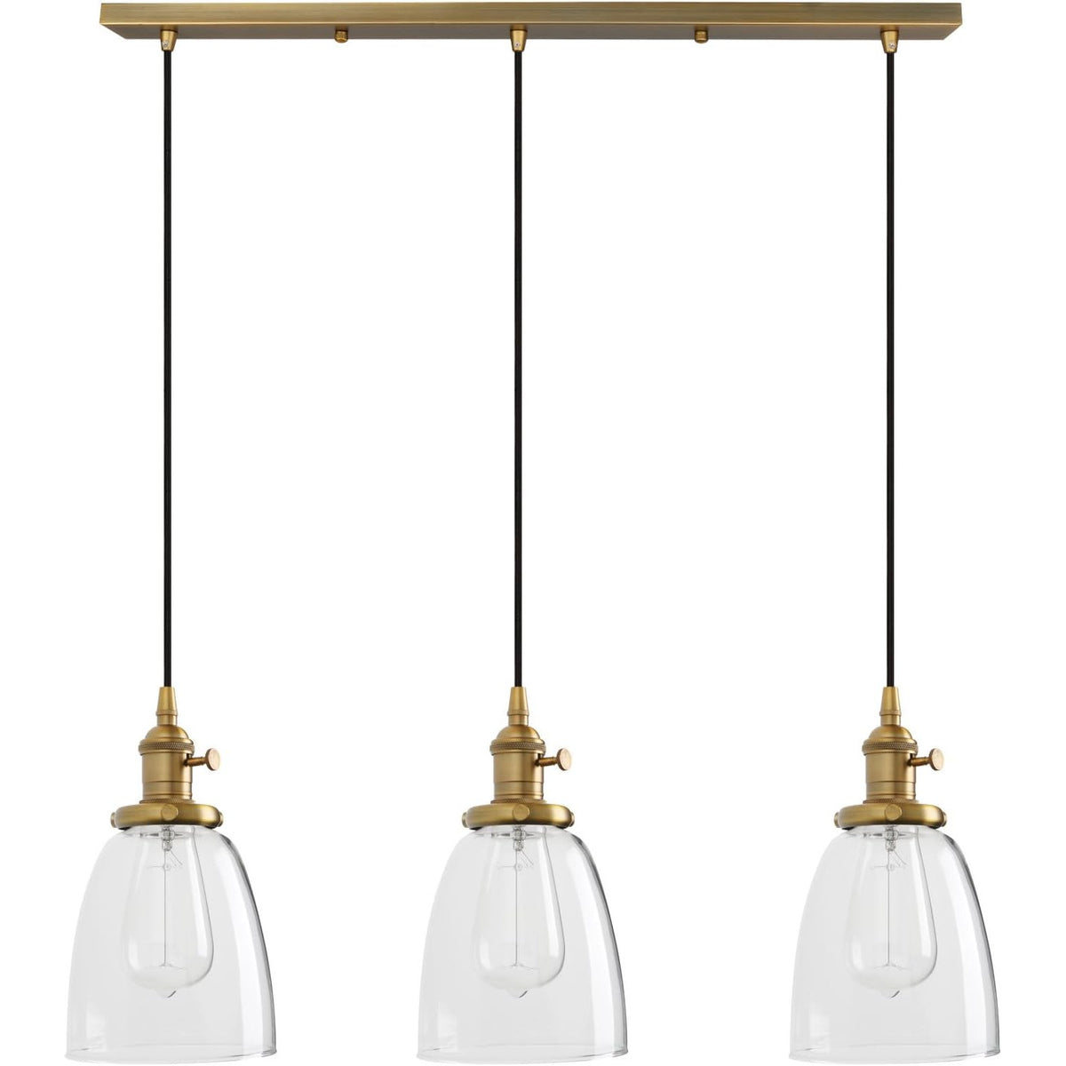 Industrial Pendant Light 3 Light Clear Glass Globe Vintage Bar Loft PathsOn Lamp