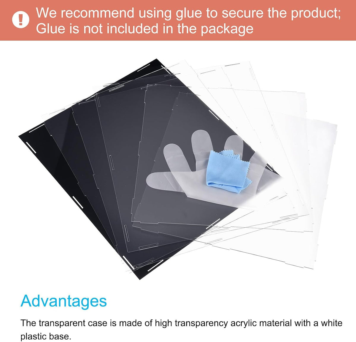 Clear Acrylic Display Case 16.1 Inch Plastic Box Dustproof Sourcing Map