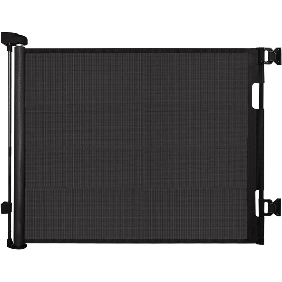 Retractable Baby Dog Gate 86x140cm Mesh Safety Gate Stairs Doorways Black Pet Gate