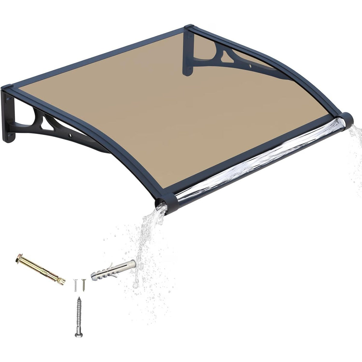 Door Canopy Awning 100x80cm Polycarbonate Aluminium UV Rain Snow Protection