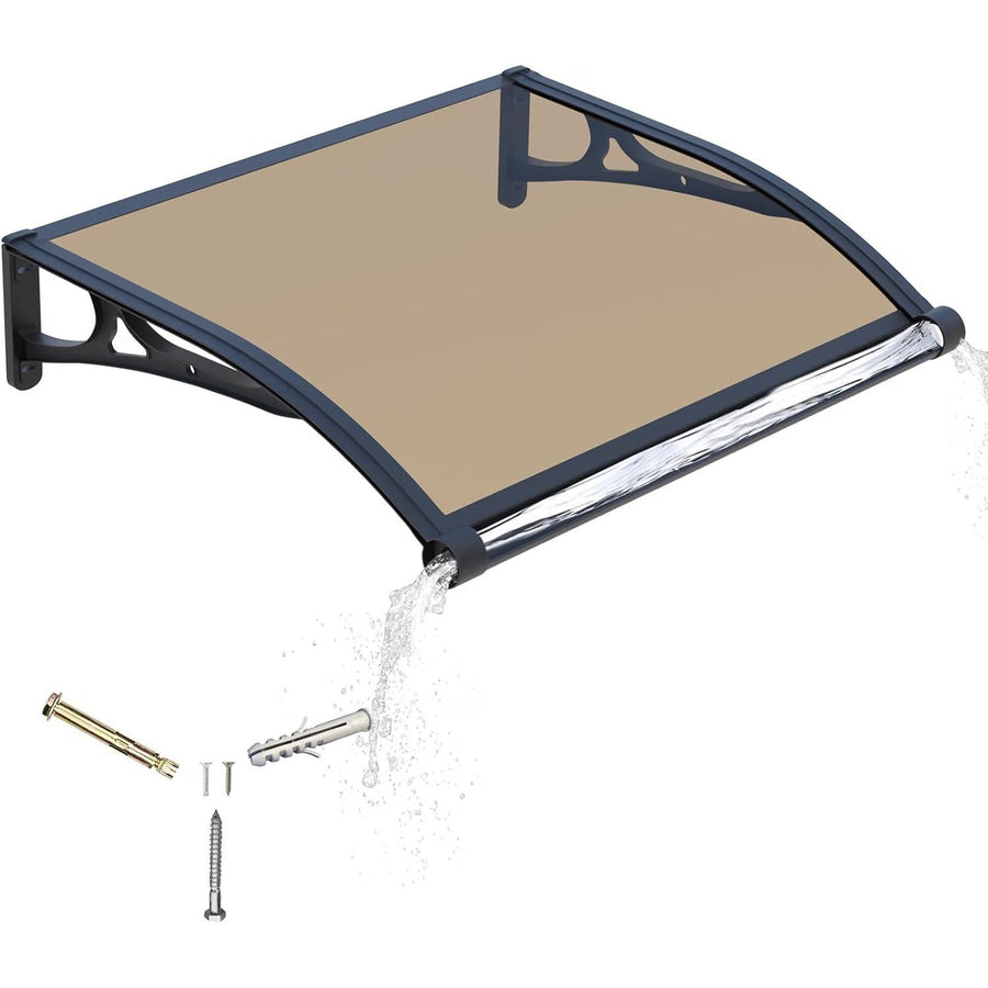 Door Canopy Awning 100x80cm Polycarbonate Aluminium UV Rain Snow Protection