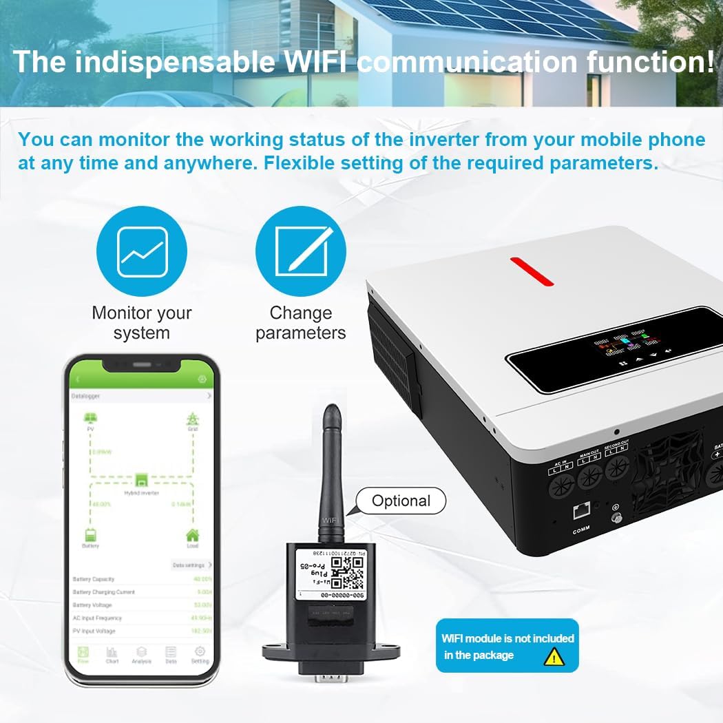Solar Hybrid Inverter 6.2KW MPPT 120A 24V 48V WiFi Off Grid Y&H 6500W