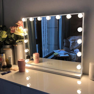 Hollywood Vanity Mirror 58x46cm 15 LED Lights Type-C Makeup FENCHILIN White
