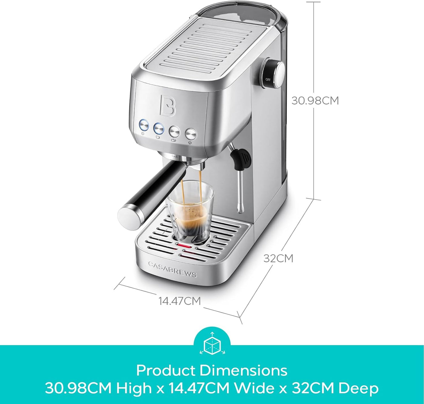 Espresso Coffee Machine 20 Bar Milk Frother Cappuccino Maker CASABREWS