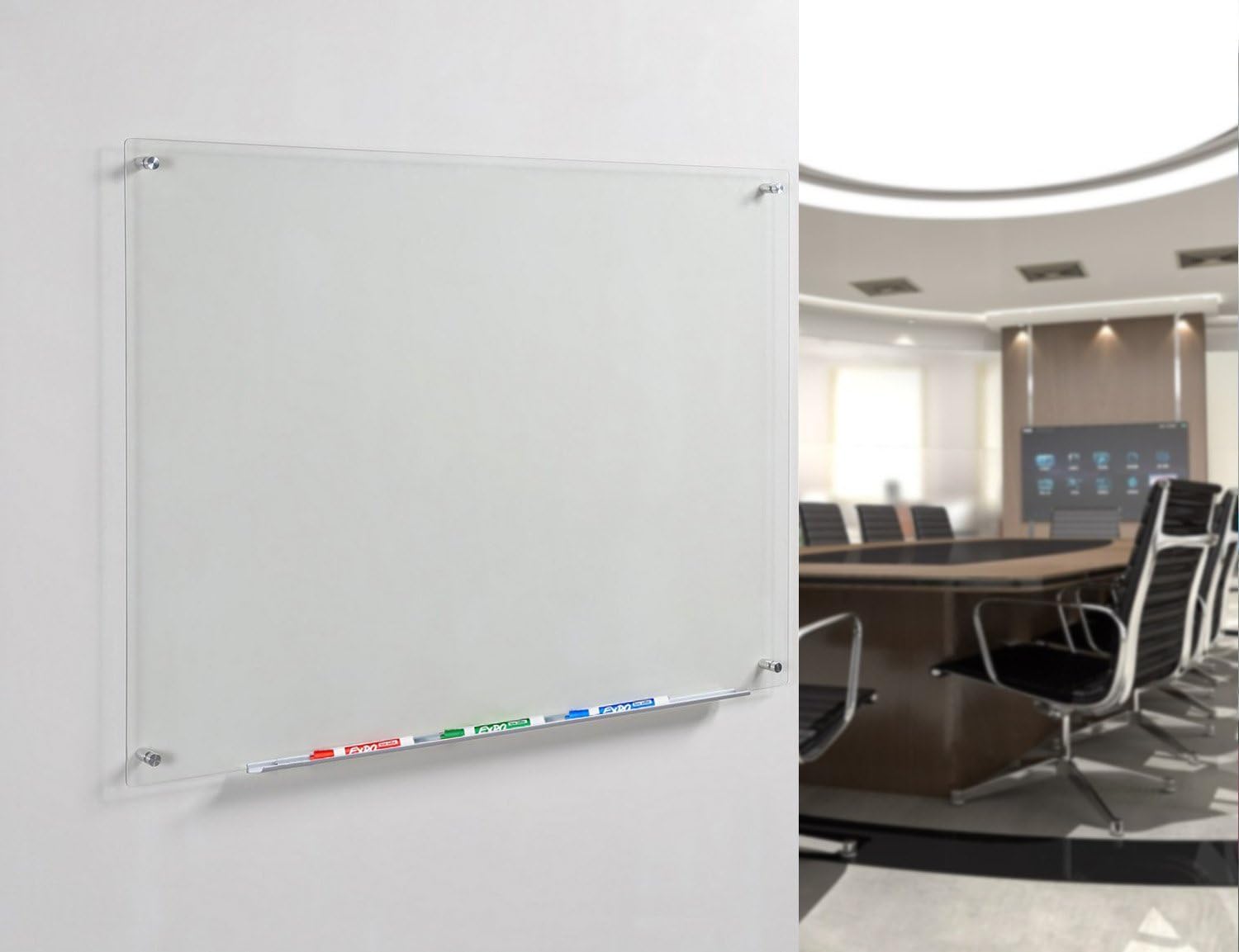 Clear Glass Dry Erase Board 60x90cm Frameless Non Magnetic Audio-Visual Direct