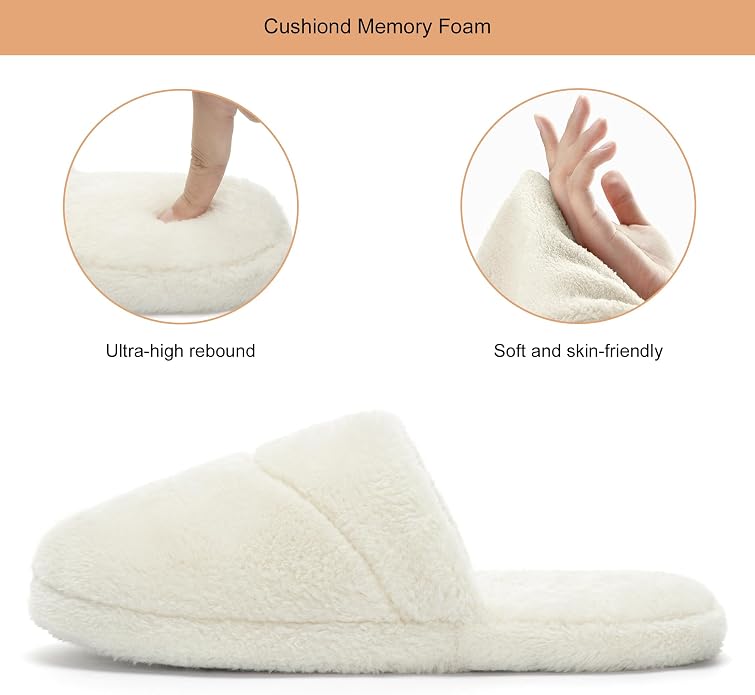 Womens Fluffy Scuff Slippers Memory Foam Indoor House Shoes Comfy ULTRAIDEAS