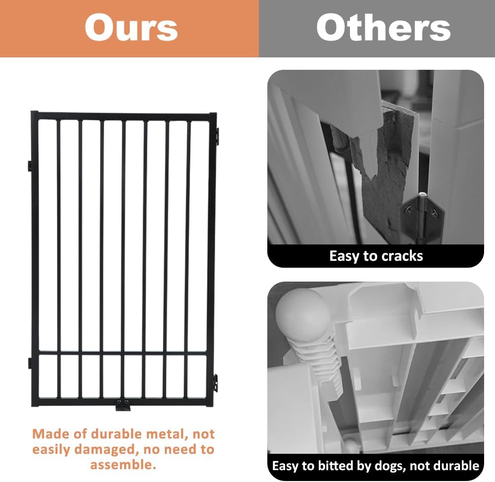 Freestanding Dog Gate 204cm Wide 80cm Tall 4 Panel Foldable Pet Fence SMONTER