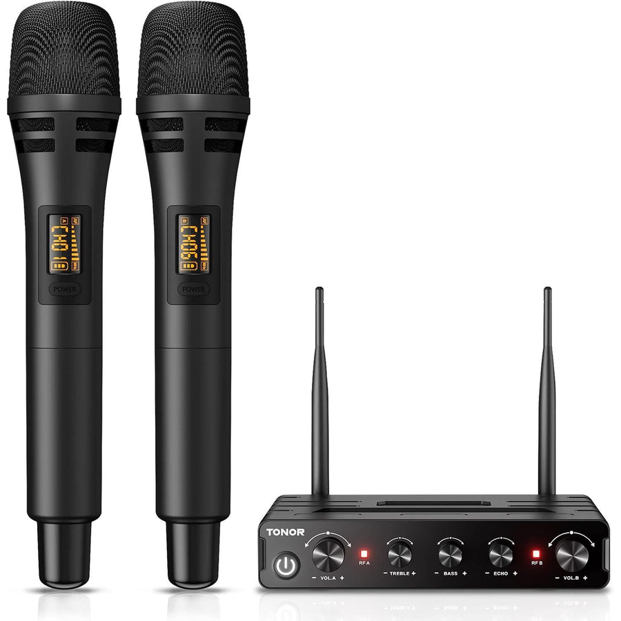 Wireless Microphones UHF Handheld Dynamic 60m Karaoke Mics TONOR Dual Set