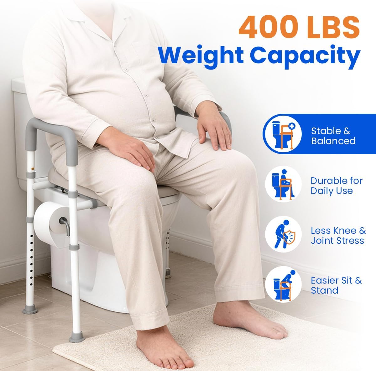 Raised Toilet Seat with Handles Toilet Riser Elderly Bathroom Support Agrish