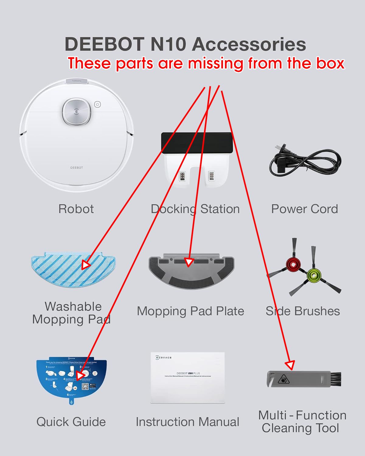 Robot Vacuum Cleaner Mop 4300Pa TrueMapping 2.0 ECOVACS DEEBOT N10