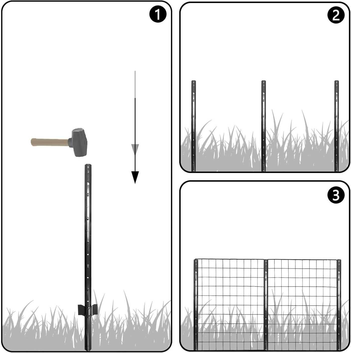 Fence Posts 7ft 213cm Heavy Duty Garden Wire Mesh Posts Pack of 10 Thealyn Steel