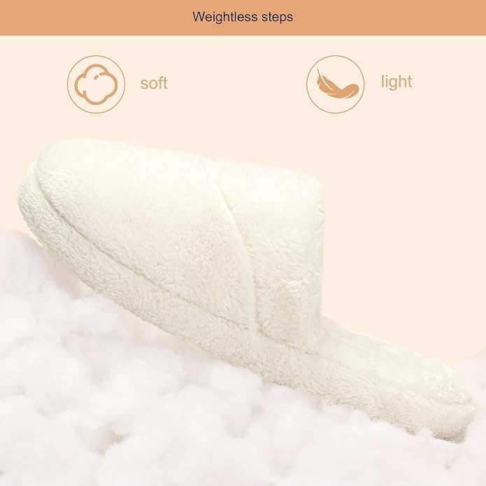 Womens Fluffy Scuff Slippers Memory Foam Indoor House Shoes Comfy ULTRAIDEAS