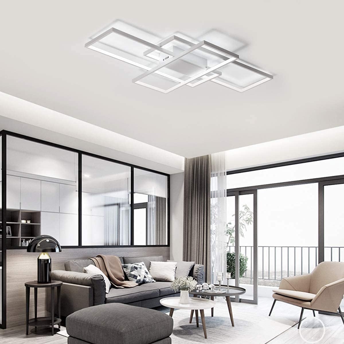 LED Ceiling Light 75W Square Flush Mount Cool White Geometric 3 Frame Modern