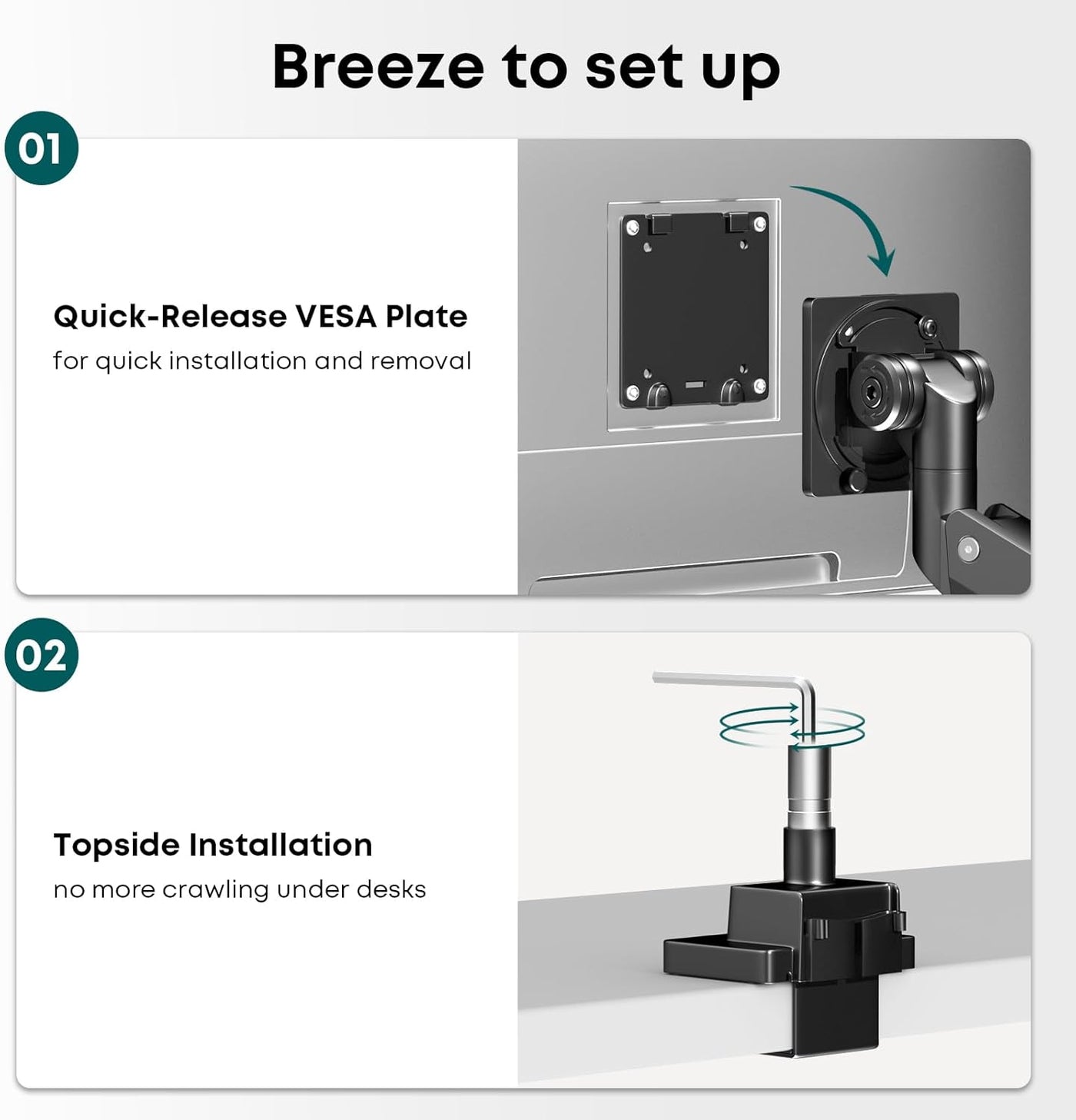 Dual Monitor Arm 24-57 Inch Heavy Duty 27kg VESA 200 Ultrawide Stacked Display