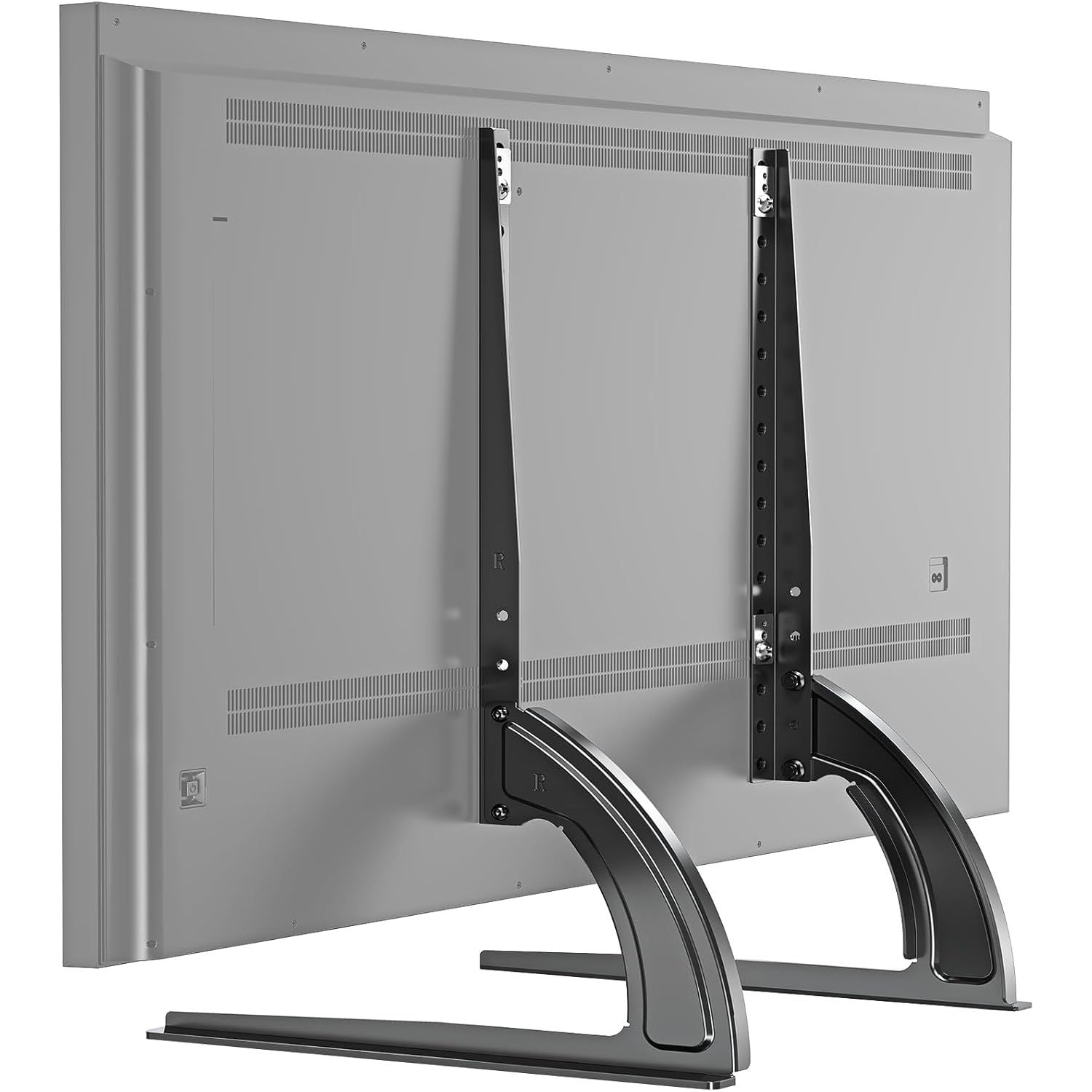 TV stand with a curved design on a white background
