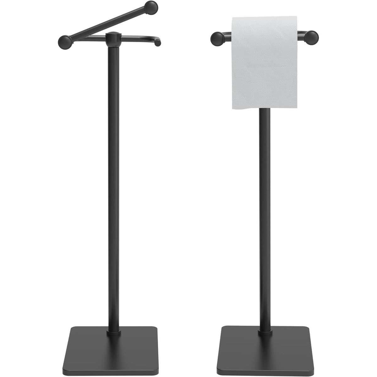 Freestanding Toilet Roll Holder Stainless Steel Weighted Base Black Bathroom Stand