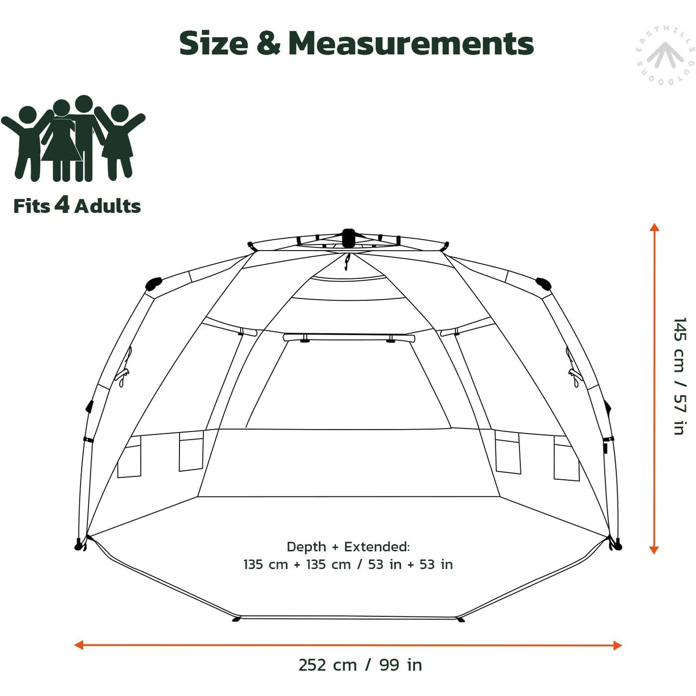 Easthills Outdoors XL Instant Shader Beach Tent for 4-6 People, UPF 50+