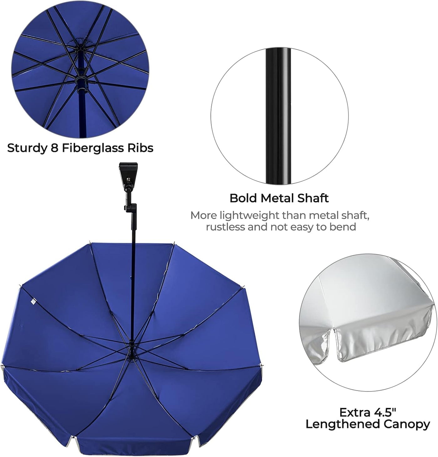 Clamp On Umbrella UPF50+ Adjustable UV Beach Chair Stroller Shade G4Free