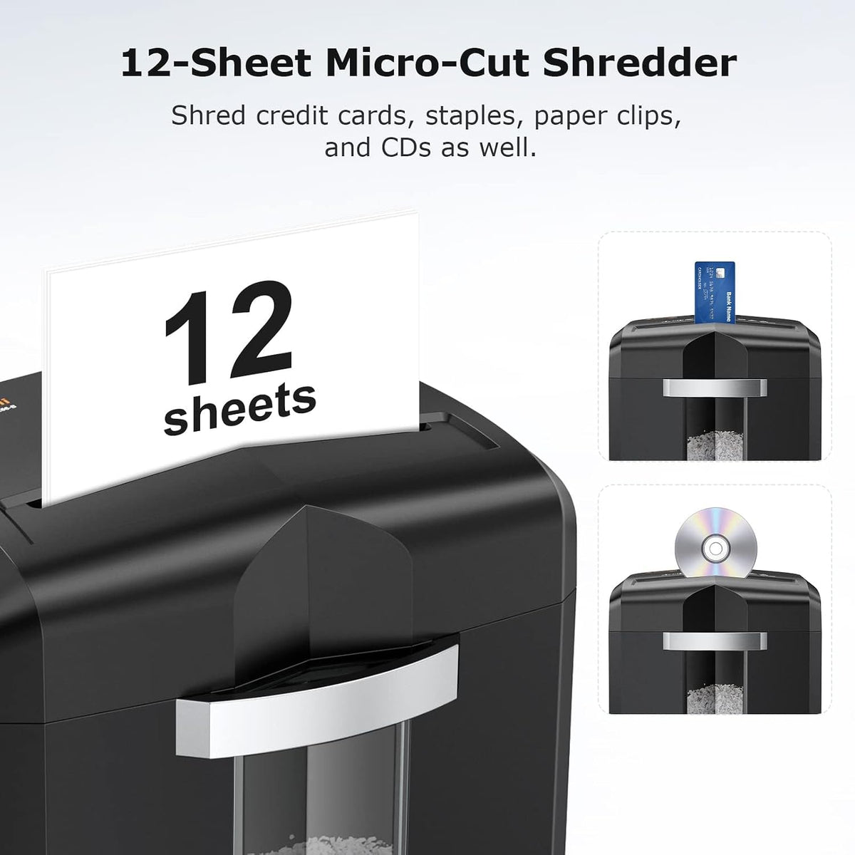 Paper Shredder 12 Sheet Micro Cut Heavy Duty Home Office Document Bonsaii