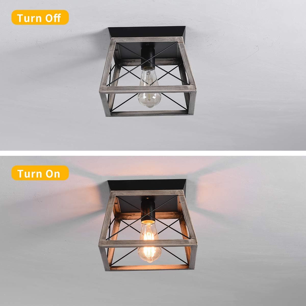 Industrial Flush Mount Ceiling Light Bronze Farmhouse 1 Light Fixture Ganeed