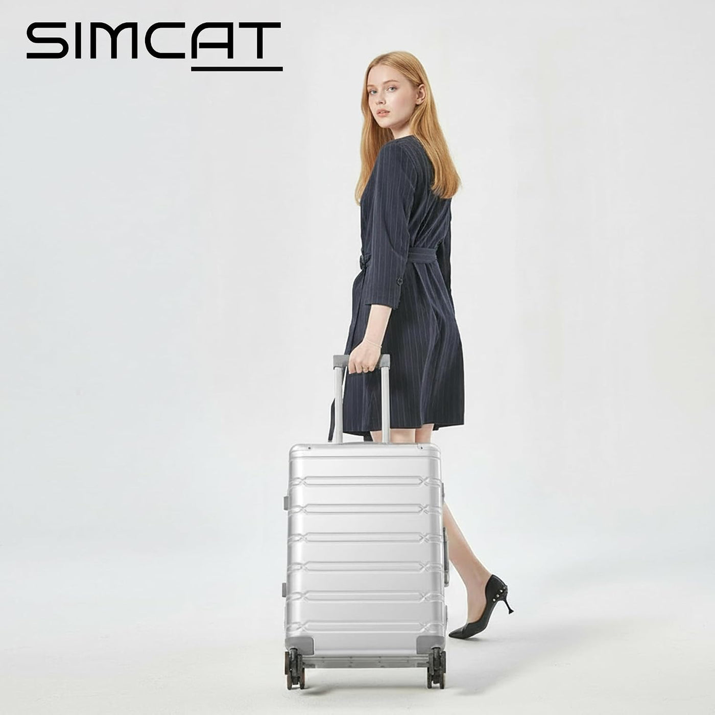 Aluminum Carry On Luggage 20 Inch Hard Shell TSA Lock Silver Simcat Suitcase