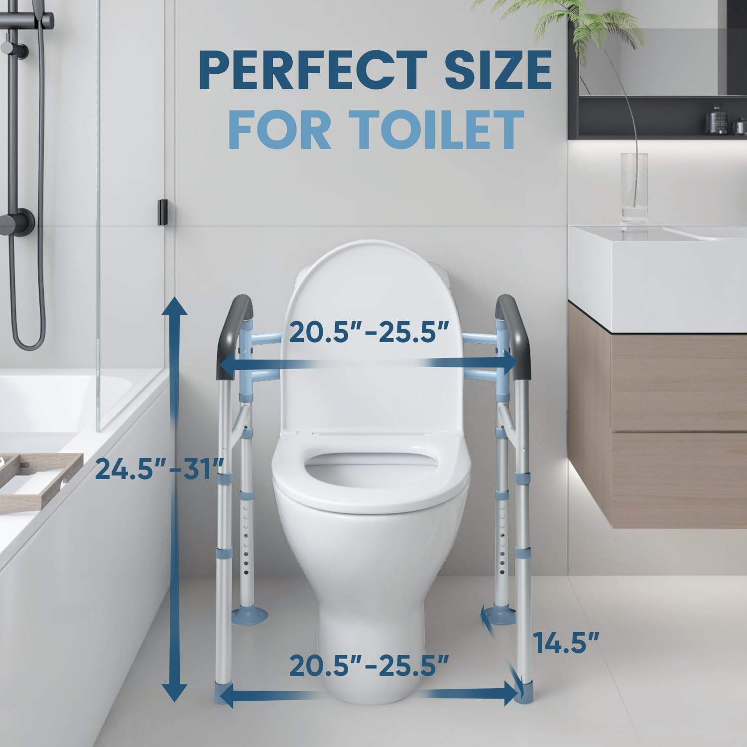 Toilet Safety Rail Stand Alone Heavy Duty Medical Support Frame OasisSpace