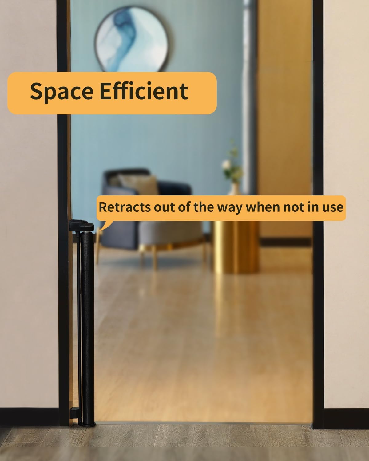 Retractable Baby Dog Gate 86x140cm Mesh Safety Gate Stairs Doorways Black Pet Gate